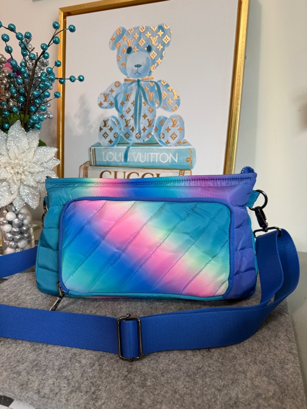 Think Royln Quilted Crossbody Bag- Rainbow